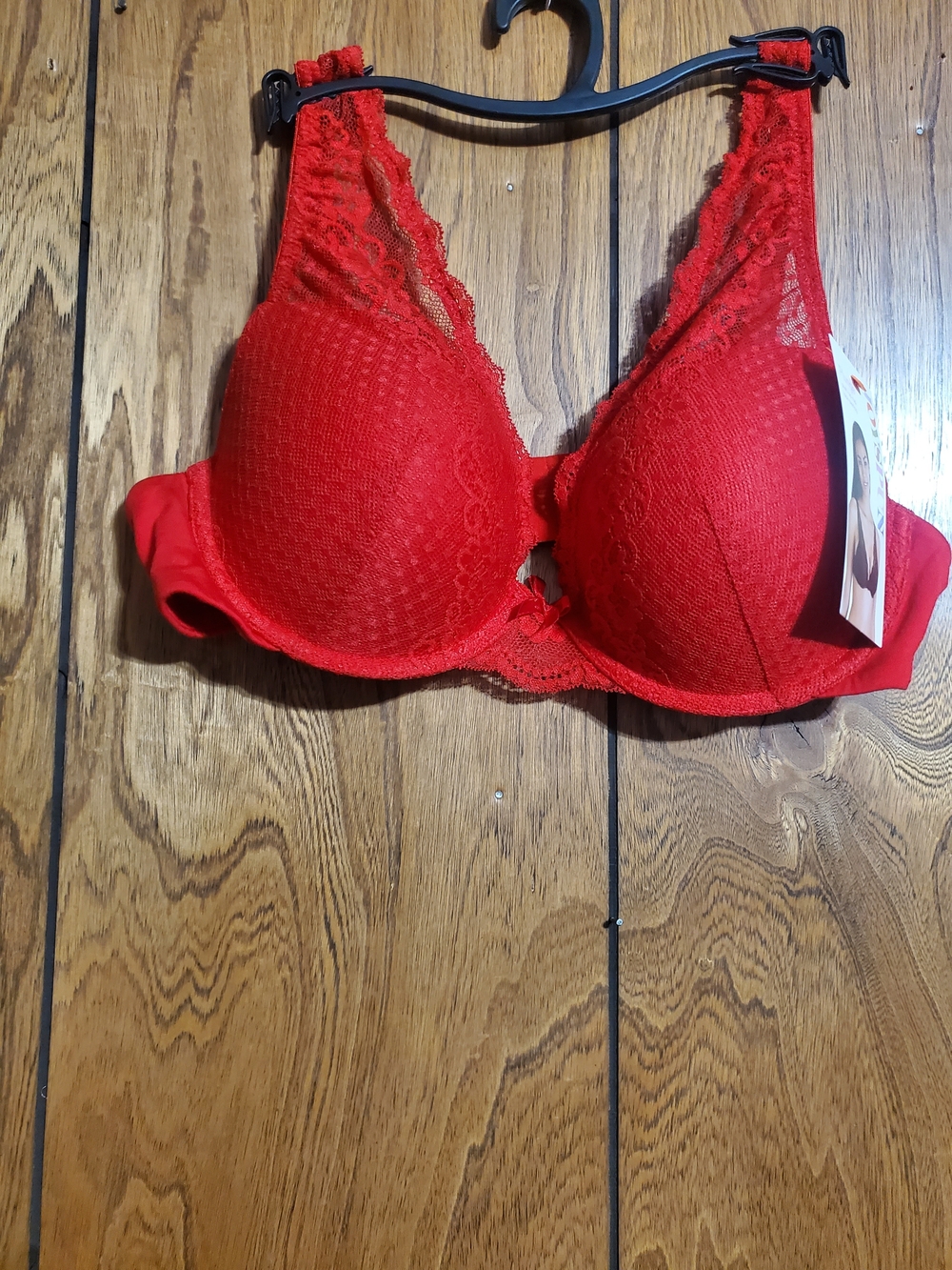 Lace-Trim Red Push-Up Bra - Women Intimates Size 36B